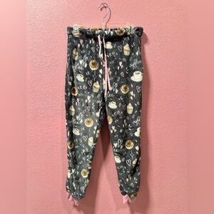 SECRET TREASURES Coffee/Donut Fleece Pajama Jogger Pants Size Small.